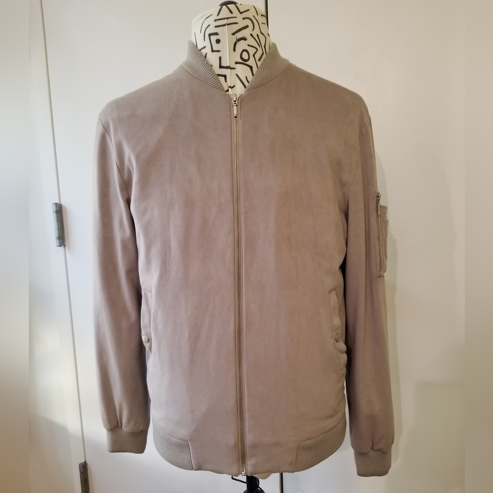TopMan Mens Dull/Muted Pink faux Suede Bomber  Jacket
